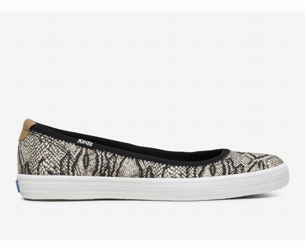 Women's Keds Bryn Snake Slip Ons Cream Black 1492576AK - South Africa